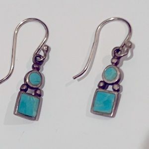 Turquoise and silver earrings drop style